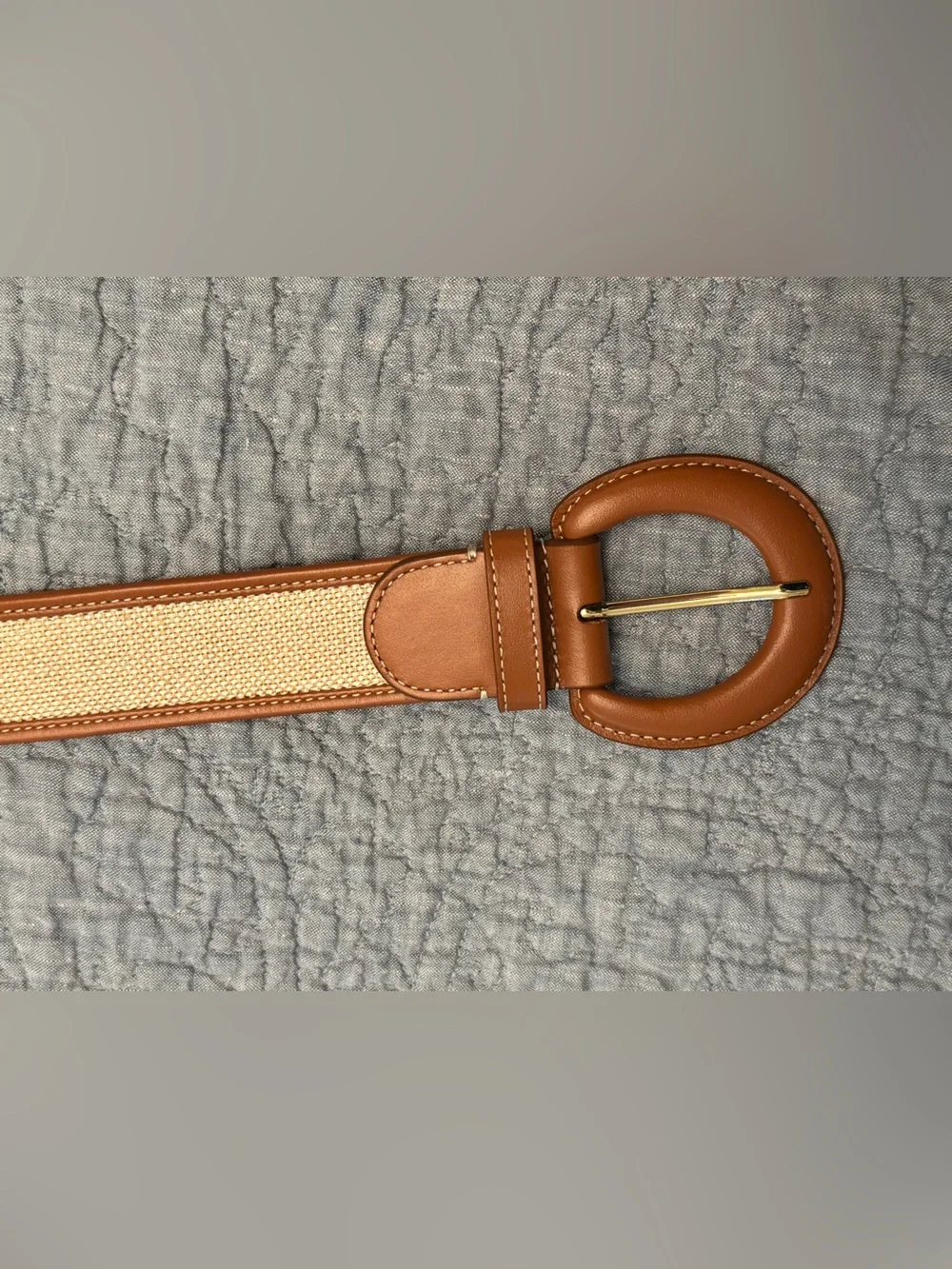 Ann Taylor Canvas Belt with Tan Leather Trim